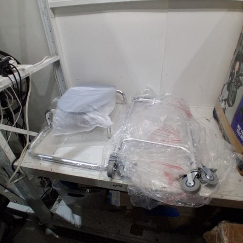 MEDLINE ELONGATED ALUMINUM BEDSIDE COMMODE WITH WHEELS - CAN BE USED AS RAISED TOILET SEAT - GREY (MODEL: G1-501LWX1) image 2