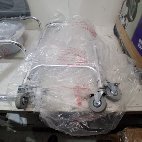 MEDLINE ELONGATED ALUMINUM BEDSIDE COMMODE WITH WHEELS - CAN BE USED AS RAISED TOILET SEAT - GREY (MODEL: G1-501LWX1) image 4