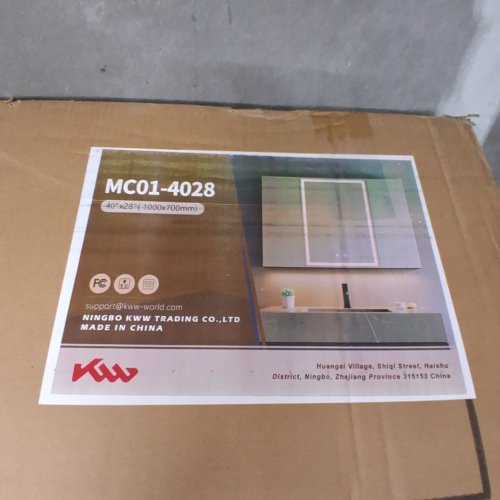 KWW WALL MOUNT RECTANGULAR MEDICINE CABINET WITH LED MIRROR - 40" X 28" - SILVER/BEIGE (MODEL: MC01-4028) image 2