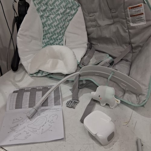 INGENUITY 3-IN-1 KEEP COZY GROW WITH ME VIBRATING BABY BOUNCER, ROCKER & CHAIR - 40LBS CAPACITY - WEAVER THEME GREY/WHITE/GREEN (MODEL: ‎12428) image 7