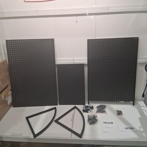 VEVOR STANDING PEGBOARD DISPLAY STAND STEEL WITH BASE PLATE CASTERS AND 30 HOOKS – 23.7" × 66" – BLACK (MODEL: JOY502) image 2