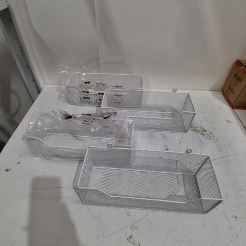 4PC WIRE STORAGE BASKETS WITH 2 SIZES - 13" X 4.4" X 4.7" / 12.5" X 4.1" X 4" - WHITE image 2