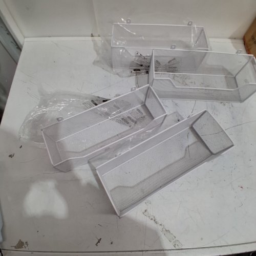 4PC WIRE STORAGE BASKETS WITH 2 SIZES - 13" X 4.4" X 4.7" / 12.5" X 4.1" X 4" - WHITE image 3