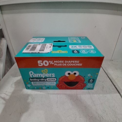 124PK PAMPERS BABY DRY ULTRA FRAGRANCE FREE 3X PROTECTION - SIZE 6 image 2