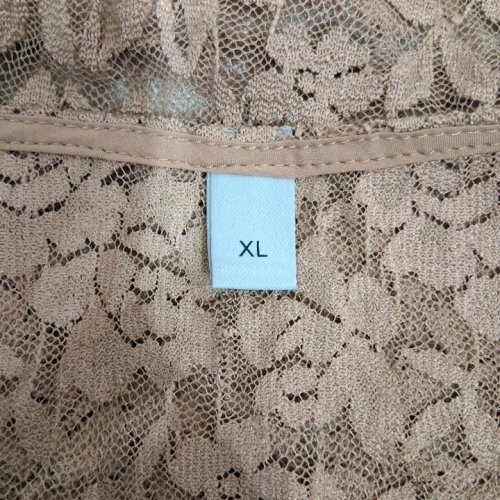 WOMENS INSPIRE CHIC FLORAL LACE TIE FRONT RUFFLED CROP TOP - EXTRA LARGE - TAUPE image 2