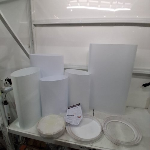 5PC WEITANKG ROUND CYLINDER PEDESTAL STANDS FOR PARTIES - 35.43" - 29.5" - 23.62" - 21.65" - 19.69" - WHITE (J-ZT-YXW) image 2