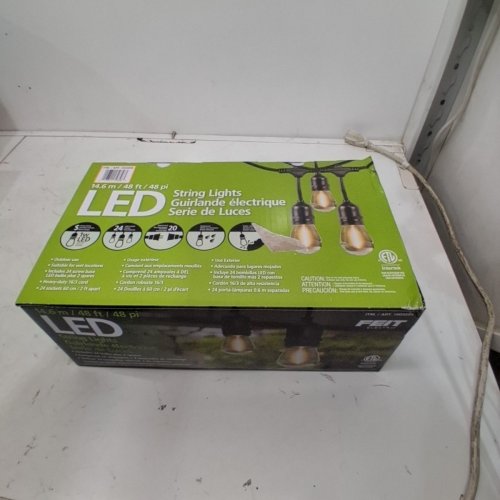 FEIT ELECTRIC WEATHERPROOF LED 24-LIGHT STRING LIGHTS WITH 2 SPARE LIGHTBULBS - 48FT - BLACK (MODEL: 1603293) image 2