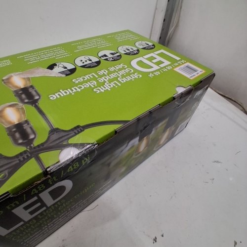FEIT ELECTRIC WEATHERPROOF LED 24-LIGHT STRING LIGHTS WITH 2 SPARE LIGHTBULBS - 48FT - BLACK (MODEL: 1603293) image 3