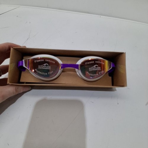 ADULT EFFORTLESS SWIMMING NANOCLEAR™MIRRORED SWIMMING GOGGLES - SUNRISE MIRROR -WHITE AND PURPLE (STYLE: GOG-STR-MIR-WHI-PUR) image 3