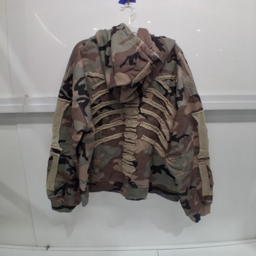 unisex RESERVATION FOR ONE SKELETON RIB CAGE GRAPHIC CAMOUFLAGE FULL-ZIP HOODIE - MEDIUM - BROWN GREEN BLACK image 3