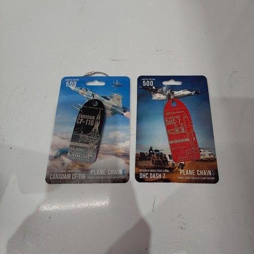 2PC PLANE CHAINS DE HAVILLAND DHC-7 C-GVPP & CANADAIR CF-116 116730 AIRCRAFT KEYCHAINS image 2