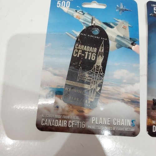 2PC PLANE CHAINS DE HAVILLAND DHC-7 C-GVPP & CANADAIR CF-116 116730 AIRCRAFT KEYCHAINS image 3
