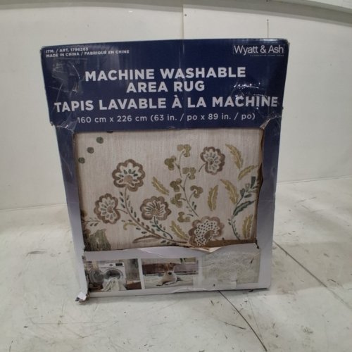 WYATT & ASH MACHINE WASHABLE ZINNIA AREA RUG - 5FT 3" X 7FT 5" - BEIGE/SAGE (STYLE: 1796263) image 2