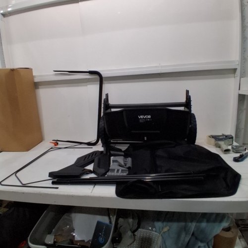 HEAVY DUTY PUSH LAWN SWEEPER WITH MESH COLLECTION HOPPER BAG - 21" - BLACK/ORANGE (MODEL: S19-001A) image 2