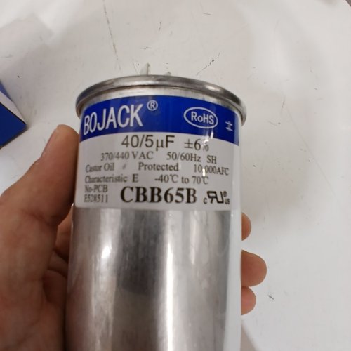 BOJACK UNIVERSAL CAPACITOR FOR START-UP AND OPERATION OF AC MOTORS FOR AIR CONDITIONERS, HEAT PUMPS, AND COMPRESSORS - 40/5UF 370/440 VAC 50/60HZ - SILVER (MODEL: CBB65) image 2