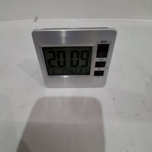 DIGITAL CALANDER ALARM CLOCK - 3.5" X 3"- SILVER image 2