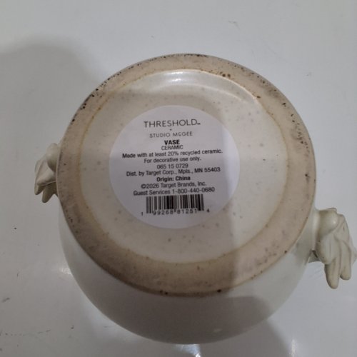 THRESHOLD DECORATIVE CERAMIC VASE - 6" - CREAM image 2