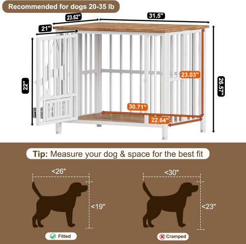 EASYCOM FOLDABLE DOG CRATE - FOR MEDIUM DOGS - 23.6" X 31.5" X 26.5" - BLACK/BROWN (MODEL:PS-DC108-31-BN) image 2