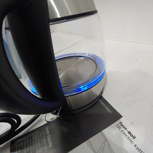 CHEFMAN GLASS ELECTRIC KETTLE - 1.2 L - SILVER / BLACK (MODEL: RJ11-12-CA) image 2
