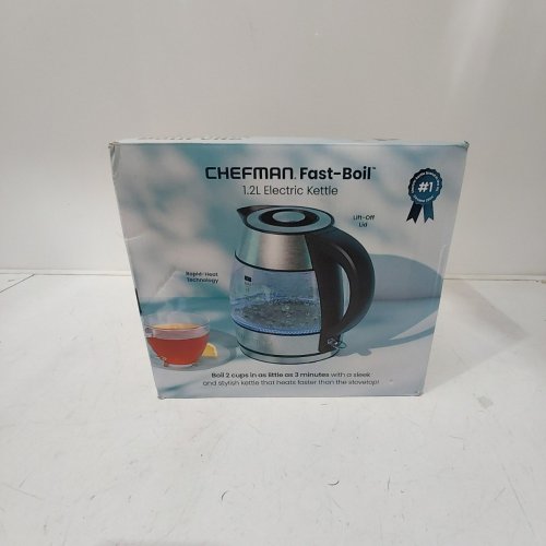 CHEFMAN GLASS ELECTRIC KETTLE - 1.2 L - SILVER / BLACK (MODEL: RJ11-12-CA) image 5