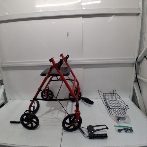 MEDLINE GUARDIAN BASIC STEEL ROLLATOR WITH 8" WHEELS ROLLING WALKER - 300LB CAPACITY - RED (MODEL: MDS86860ERS8) image 2