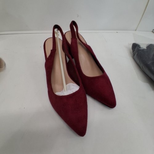 WOMEN'S ALLEGRA K POINTED TOE SLINGBACK SHOES - US 7.5 / UK 5.5 / EUR 38 - BURGUNDY image 2