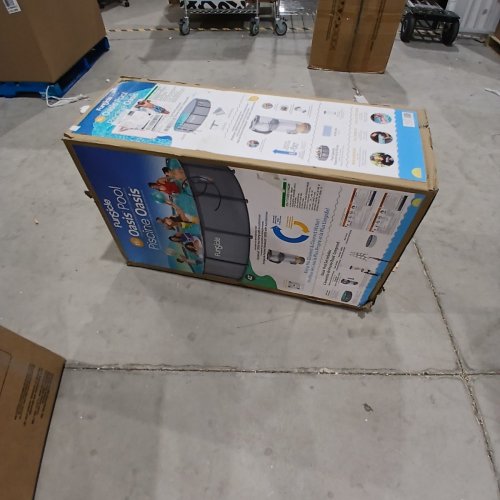 FUNSICLE OASIS ABOVE GROUND POOL SET, SPACIOUS & LUXURIOUS BACKYARD POOL- INCLUDES FILTRATION SYSTEM, CARTRIDGE, LADDER & POOL COVER - 15FT ROUND X 42" H - GREY (MODEL: 050622405) image 2