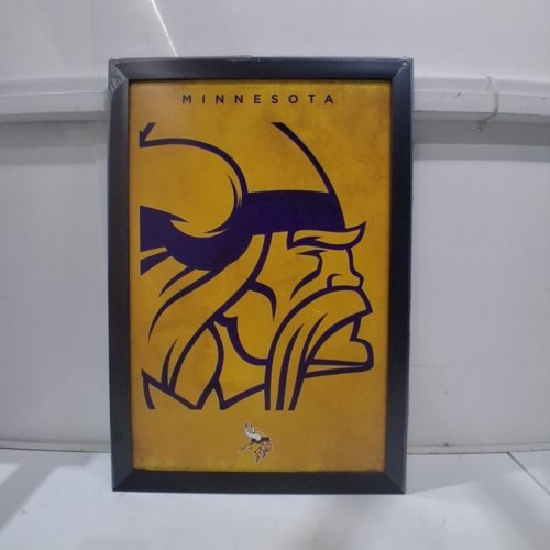 TRENDS INTERNATIONAL MINNESOTA VIKINGS FRAMED WALL ART - 22.4L" X 14.7W" - PURPLE AND GOLD image 2