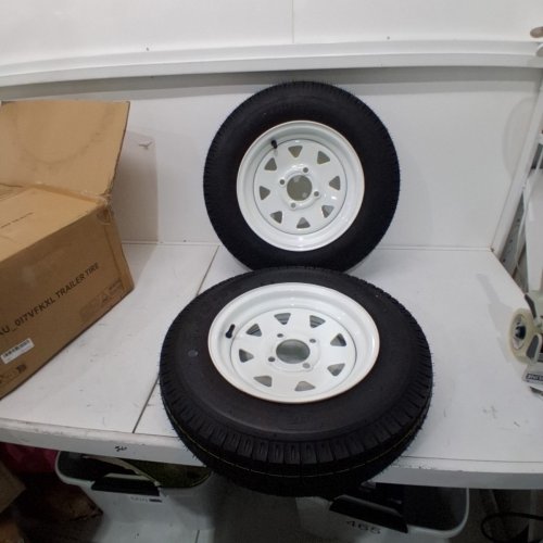 2PK GARVEE 5.30-12 TRAILER TIRES LOAD RANGE C 6PLY- 12"X4" RIMS 4 LUG ON 4"- MAX LOAD 1050 LBS @ 80 PSI-BLACK-(MODEL: PAU_0L7VFKXL) image 2