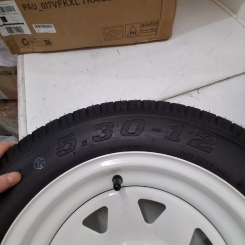2PK GARVEE 5.30-12 TRAILER TIRES LOAD RANGE C 6PLY- 12"X4" RIMS 4 LUG ON 4"- MAX LOAD 1050 LBS @ 80 PSI-BLACK-(MODEL: PAU_0L7VFKXL) image 3