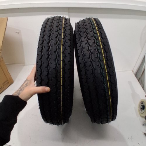 2PK GARVEE 5.30-12 TRAILER TIRES LOAD RANGE C 6PLY- 12"X4" RIMS 4 LUG ON 4"- MAX LOAD 1050 LBS @ 80 PSI-BLACK-(MODEL: PAU_0L7VFKXL) image 5