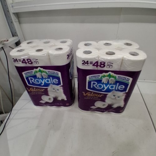 2 ROYALE VELOUR SOFT & STRONG TOILET PAPER - 24 ROLLS PER PACK (48 ROLLS TOTAL) - WHITE (MODEL: 70368-3) image 2