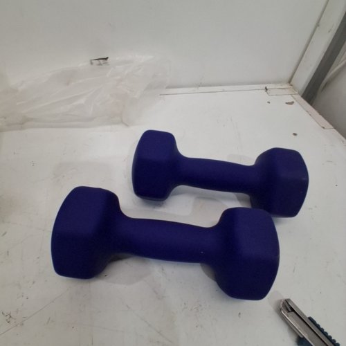 2PK AMAZON BASICS NEOPRENE COATED DUMBBELL HAND WEIGHT SET - 10LB EACH - BLUE image 2