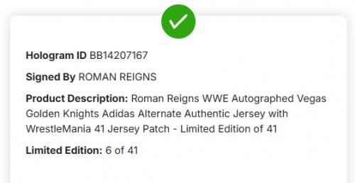 MENS NHL WRESTLEMANIA LAS VEGAS 41 **SIGNED** ROMAN REIGNS VEGAS GOLDEN KNIGHTS JERSEY - SIZE 54 - FANATICS COA - 6/41 image 2