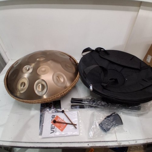 HAND PAN DRUM INSTRUMENT WITH STAND MALLETS & CARRY BAG - 22" 12 NOTES - D MINOR - GOLD (MODEL: GOLDEN-12 TONE SOUND) image 2