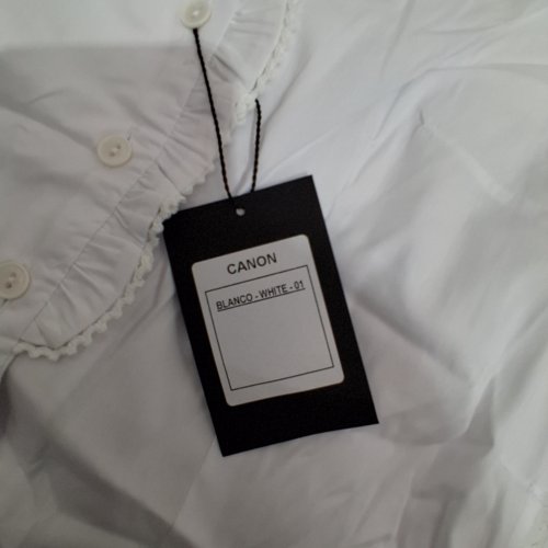 WOMEN'S BARILOCHE RUFFLED SLEEVELESS SHIRT - SMALL / MEDIUM - 38 - WHITE (STYLE: CANON) image 5