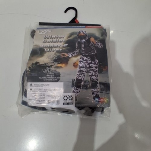 6PC BOYS WINTER SOLDIER COSTUME - SMALL 4-6 - GREY/WHITE CAMOUFLAGE image 2