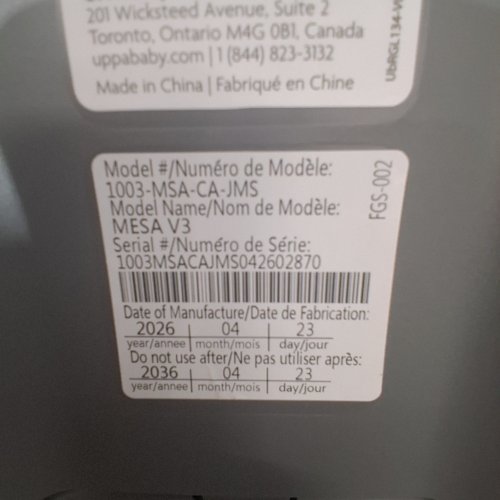 UPPABABY MESA V3 INFANT CAR SEAT BASE - 4LBS-35LBS MAX - BLACK (MODEL: 1003-MSA-CA-JMS) image 3