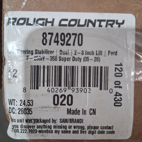 ROUGH COUNTRY DUAL STEERING STABILIZER KIT - 2-8" LIFT; FORD F-250/F-350 SUPER DUTY 2005-2026 (MODEL: 8749270) image 5