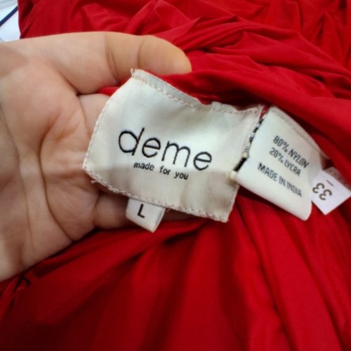 WOMEN'S DEME ADRIANA FLOOR LENGTH DRAPED DRESS WITH PLUNG NECKLINE AND OPEN BACK - LARGE - RED image 5