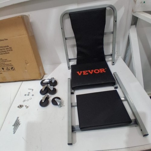 FOLDABLE 2-IN-1 ROLLING CAR EZ-CREEPER SEAT STEEL & VINYL CAR REPAIR STOOL - 300LB CAP - BLACK (MODEL: GB-06) image 2