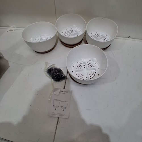 4PK SELF-WATERING AESTHETIC PLANTERS - 7.5" X 10" - WHITE/BROWN image 3