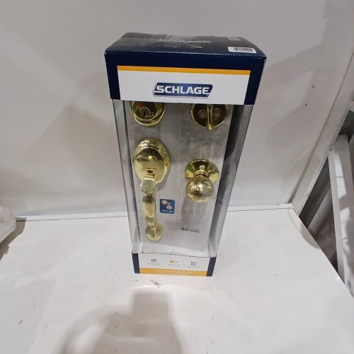 4PC SCHLAGE CAMELOT HANDLESET WITH PLYMOUTH KNOB INTERIOR - BRIGHT BRASS (MODEL; F60 CAM 505 PLY 605) image 5