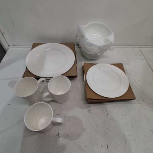 15PC STONE LAIN BONE CHINA DINNERWARE SET - ROUND SWIRL DESIGN - WHTIE (MODEL: BLB0186) image 2