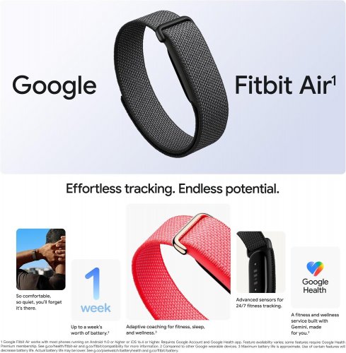 GOOGLE FITBIT AIR - SCREENLESS BLUETOOTH ACTIVITY TRACKER - OBSIDIAN (MODEL: GA09509-EU / GW9C8) image 2