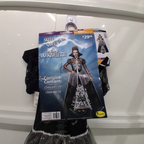 WOMEN'S RUBIE'S SKELETON QUEEN COSTUME DRESS WITH COLLAR - MEDIUM - BLACK/WHITE (STYLE: 12847SVM) image 3