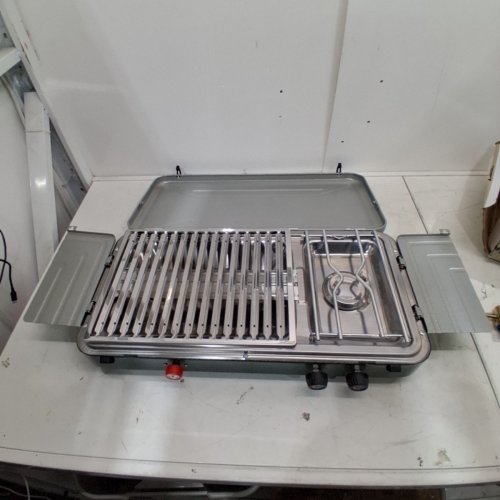 BPS 3-BURNER HIGH OUTPUT PROPANE STOVE AND GRILL COMBO - 10,000/8,000 BTU - GREEN (MODEL: 206-125-95-BP) image 2