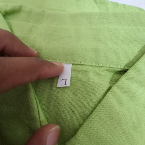 2PC WOMEN'S CASUAL SOLID RETRO LOOSE SHIRT AND PANTS SET - LARGE - GREEN image 3