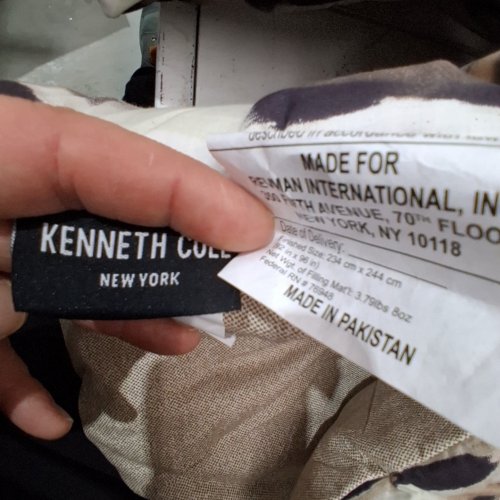 3PC KENNETH COLE PRINTED COMFORTER - 92" X 96" | FULL / QUEEN - BEIGE, BLACK AND WHITE image 2