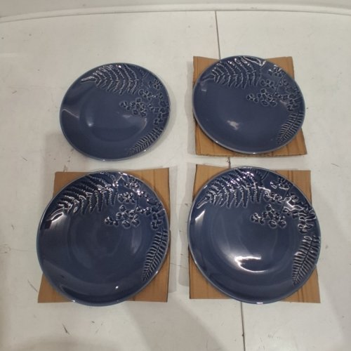 4PK DINNER PLATES WITH FLORAL IMPRINT - 8.5" - BLUE image 2